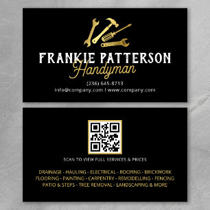 Carte De Visite Code QR de réparation et d'entretien de bricoleur 