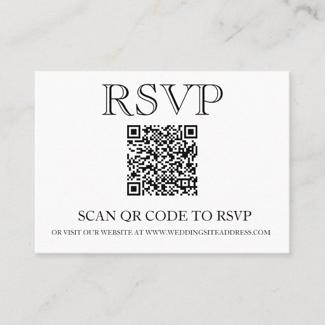 Carte De Visite Code QR de réponse de mariage simple (Devant)
