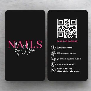 Carte De Visite Code QR de réservation pour technicien en onglerie