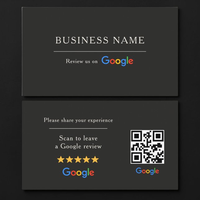 Carte De Visite Code QR de révision Google noir (Créateur téléchargé)
