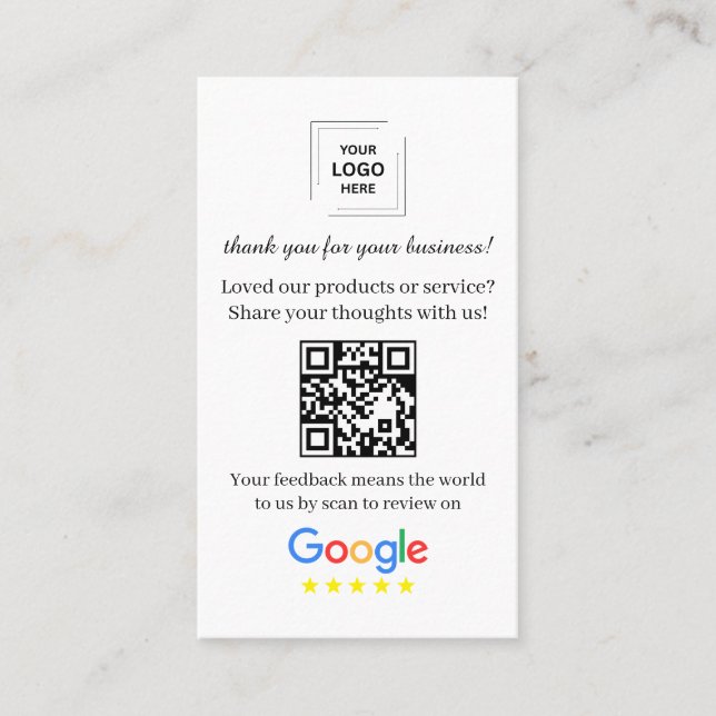 Carte De Visite Code QR de révision Google Style de rétroaction cl (Devant)