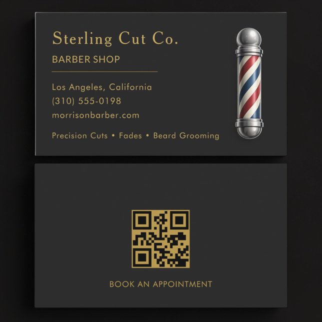 Carte De Visite Code QR de salon de coiffure professionnel (Créateur téléchargé)