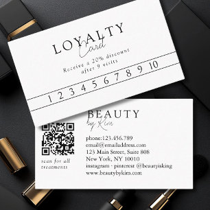 Carte De Visite Code QR de salon élégant minimaliste blanc & noir