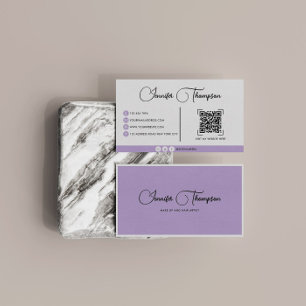 Carte De Visite Code QR de script de violet professionnel moderne