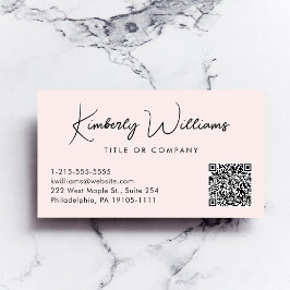 Carte De Visite Code QR de script minimal rose