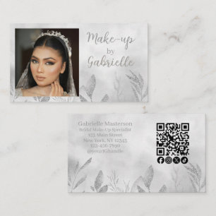 Carte De Visite Code QR de script photo botanique boho moderne