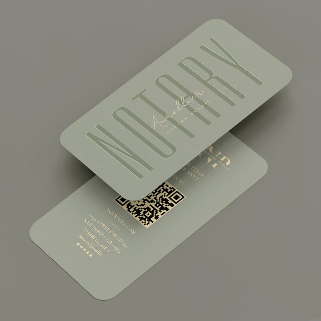 Carte De Visite Code QR de service public de notaire mobile modern (Modern Mobile Notary Public Sage QR Code Business Card
)