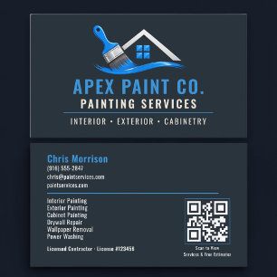 Carte De Visite Code QR de services professionnels de peinture de 