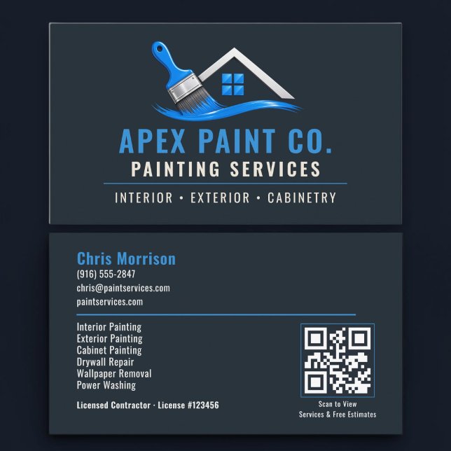 Carte De Visite Code QR de services professionnels de peinture de  (Créateur téléchargé)