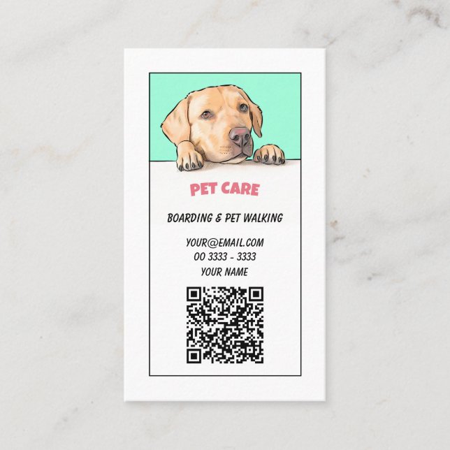 Carte De Visite Code QR de soin des animaux (Devant)