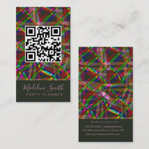 Carte De Visite Code QR de streamers pour organisateur de fête