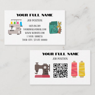Carte De Visite Code QR de tailleur minimaliste Machine à coudre