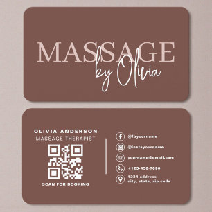 Carte De Visite Code QR de thérapie de massage Terracotta