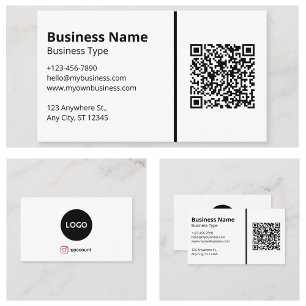 Carte De Visite Code QR de votre logo blanc sur fond blanc pour le
