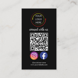 Carte De Visite Code QR des médias sociaux noirs modernes
