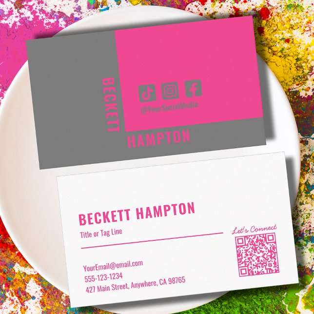 Carte De Visite Code QR des médias sociaux simples (Créateur téléchargé)