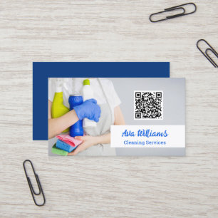 Carte De Visite Code QR des services de nettoyage