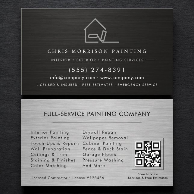 Carte De Visite Code QR des services de peinture modernes (Créateur téléchargé)