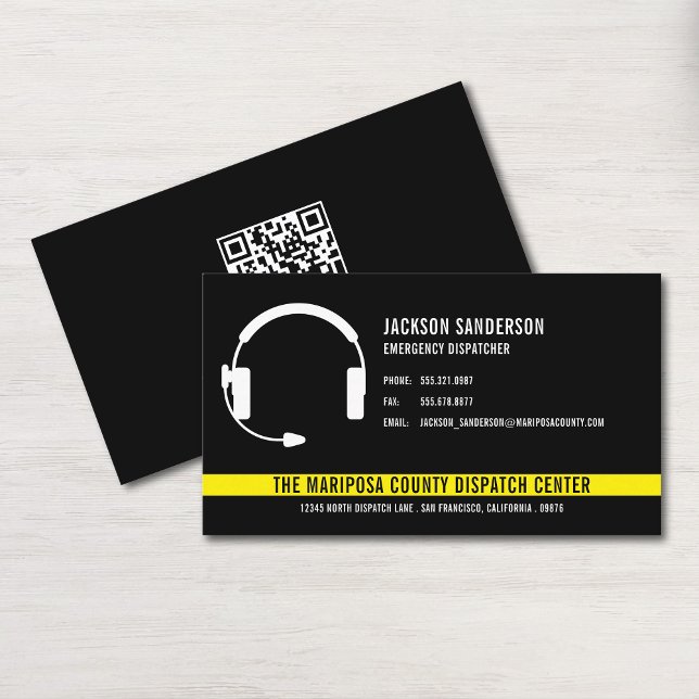 Carte De Visite Code QR des services d'urgence du répartiteur pers (Custom Dispatcher Emergency Services QR Code Business Card)