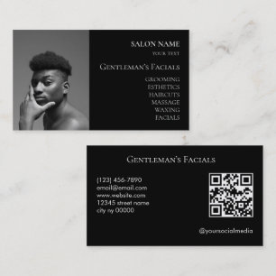 Carte De Visite Code QR des soins faciaux pour hommes de soins de