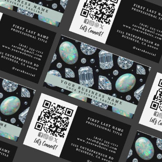Carte De Visite Code QR | Diamant + Opale Luxe Haut de Gamme |