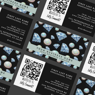 Carte De Visite Code QR | Diamant + Opale Luxe Haut de Gamme |