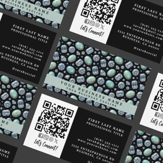 Carte De Visite Code QR | Diamant + Opale Luxe Haut de Gamme |
