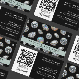 Carte De Visite Code QR | Diamant + Opale Luxe Haut de Gamme |