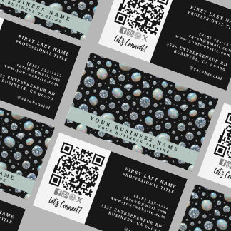 Carte De Visite Code QR | Diamant + Opale Luxe Haut de Gamme |