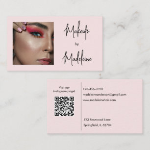 Carte De Visite Code QR d'icône sociale de script rose gêné Photo 