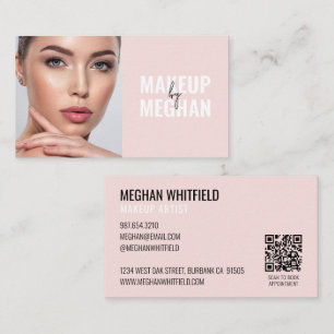 Carte De Visite Code QR d'icône sociale moderne rose blush Photo M