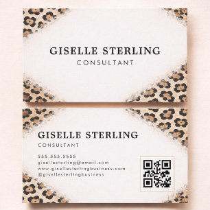 Carte De Visite Code QR d'impression de léopard guépard consultant