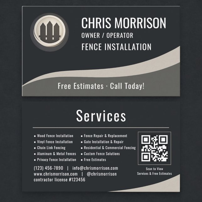 Carte De Visite Code QR d'installation de clôture (Créateur téléchargé)