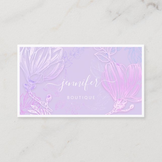 Carte De Visite Code QR du cadre de fleurs Logo personnalisé Pinky (Devant)