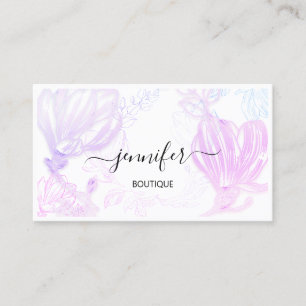 Carte De Visite Code QR du cadre de fleurs Logo personnalisé rose 