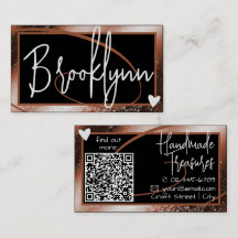 Code QR du Coeur de cuivre Brown élégant et rouge