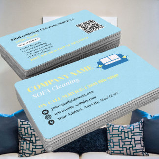 Carte De Visite Code QR du logo de nettoyage de canapé professionn