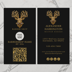 Carte De Visite Code QR du logo de poteau de salon de coiffure pou
