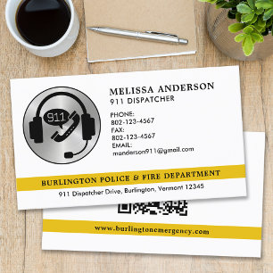 Carte De Visite Code QR du logo des services d'urgence du répartit