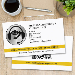 Carte De Visite Code QR du logo du service d'urgence du répartiteu