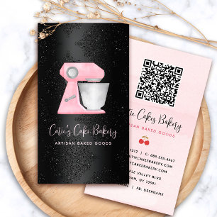 Carte De Visite Code QR du mélangeur rose pastel de boulangerie su