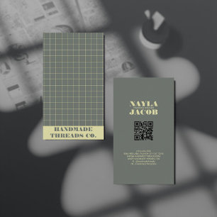 Carte De Visite Code QR du Motif Black À damiers moderne