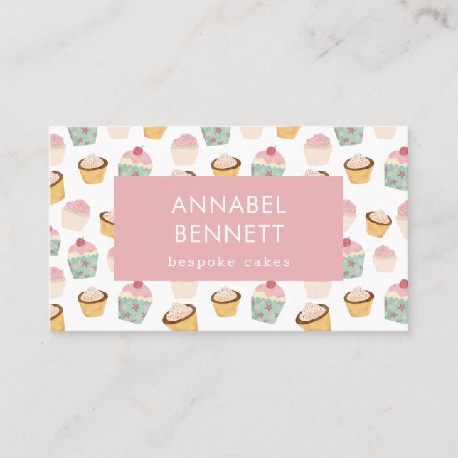 Carte De Visite Code QR du Motif Cute Boho Cupcake (Devant)