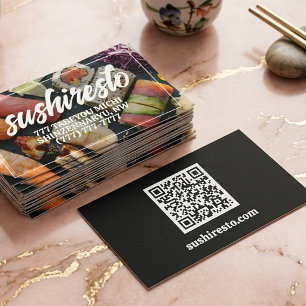 Carte De Visite Code QR du restaurant asiatique de photo élégante