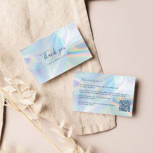 Carte De Visite Code QR du salon de beauté holographique Merci