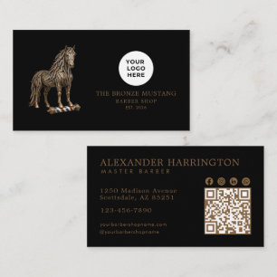 Carte De Visite Code QR du Salon de Coiffure Professionnel Bronze