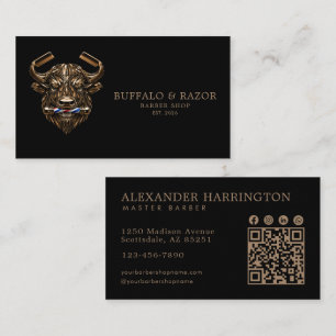 Carte De Visite Code Qr du Salon de Coiffure Professionnel Bronze 