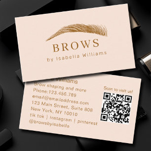 Carte De Visite Code QR du salon de sourcils élégant minimal