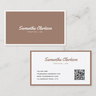 Carte De Visite Code QR du script d'écriture de bordure Brown