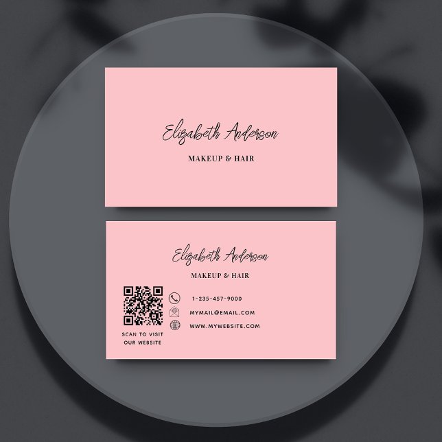 Carte De Visite Code QR du script rose (Créateur téléchargé)